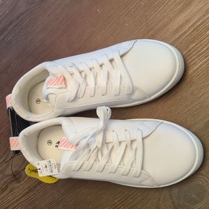 NWT white sneakers with pink accents